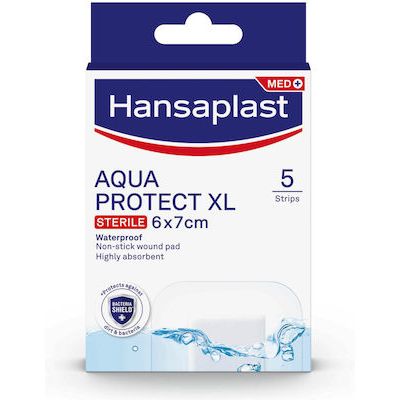 Hansaplast Aδιάβροχα και Αποστειρωμένα Αυτοκόλλητα Επιθέματα Aqua Protect XL 6Χ7cm  5τμχ