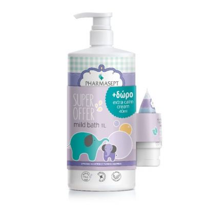 PHARMASEPT Promo Baby Mild Bath 1lt + ΔΩΡΟ Extra Calm Cream για Αλλαγή Πάνας 40ml