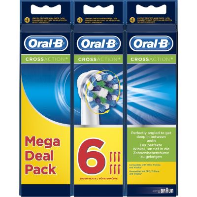 Oral-B Cross Action Mega Deal Pack Ανταλλακτικές Κεφαλές για Ηλεκτρική Οδοντόβουρτσα 6τμχ 2+2+2