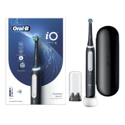 Oral-B IO Series 4 Ηλεκτρική Οδοντόβουρτσα με Χρονομετρητή, Αισθητήρα Πίεσης και Θήκη Ταξιδίου Black