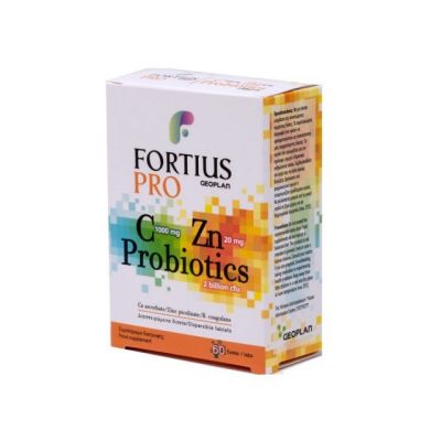 Geoplan – Fortius Pro Probiotics Συμπληρώματα Διατρoφής με Βιταμίνη C 1000mg και Ψευδάργυρο 20mg  60 Δισκία
