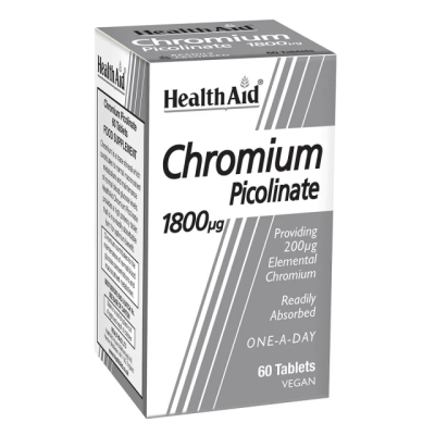 HEALTH AID Chromium Picolinate 1800mcg Συμπλήρωμα Διατροφής για Εξισορρόπηση του Μεταβολισμού 60 tabs