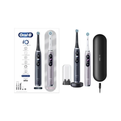 Oral-B IO Series 9 Ηλεκτρική Οδοντόβουρτσα με Χρονομετρητή, Αισθητήρα Πίεσης και Θήκη Ταξιδίου Duo Black Onyx & Rose Quartz 2τμχ
