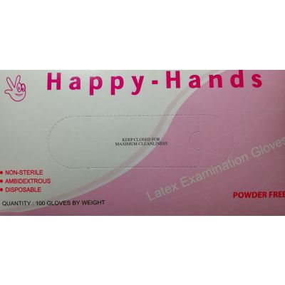 Happy Hands Γάντια Χωρίς Πούδρα Λάτεξ Λευκό 100τμχ Large