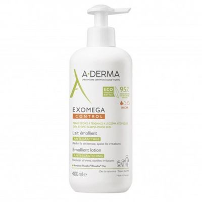 A-Derma Exomega Control Emollient Lotion Anti Scratching Μαλακτικό Γαλάκτωμα κατά του Κνησμού για Πρόσωπο και Σώμα 400ml