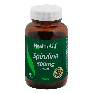 HEALTH AID SPIRULINA 500mg powder Σπιρουλίνα 60 ταμπλέτες vegan 