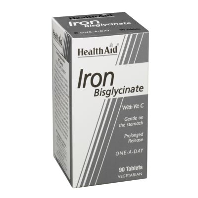 Health Aid Iron Bisglycinate Σίδηρος Δισγλυκινικός με Βιταμίνη C 30 δισκία