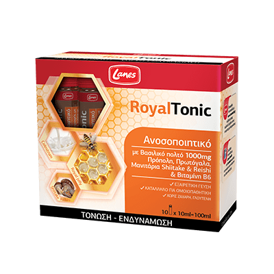 LANES Royal Tonic για το Ανοσοποιητικό με Βασιλικό Πολτό 1000mg, Πρόπολη, Πρωτόγαλα, Μανιτάρια Shiitake & Reishi 10 μονοδόσεις x 10ml