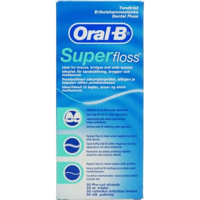 Oral B Οδοντικό Νήμα Super Floss 50 τμήματα