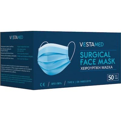 Vestamed Χειρουργική Μάσκα 3 Στρωμάτων Type II EN 14683:2019 BFE >98% 50τμχ