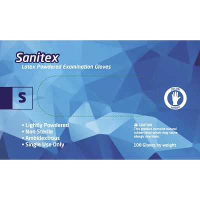 Γάντια latex με πούδρα Sanitex 100τμχ λευκό