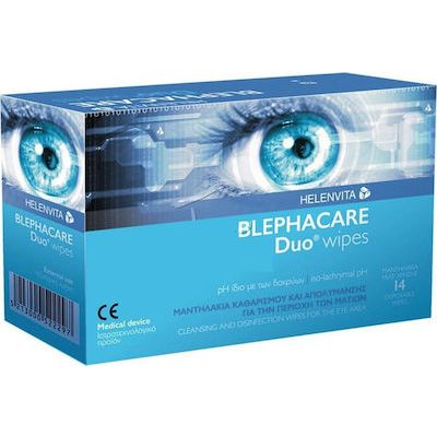 Helenvita BlephaCare Duo Υγρά Μαντηλάκια καθαρισμού των ματιών 14τμχ
