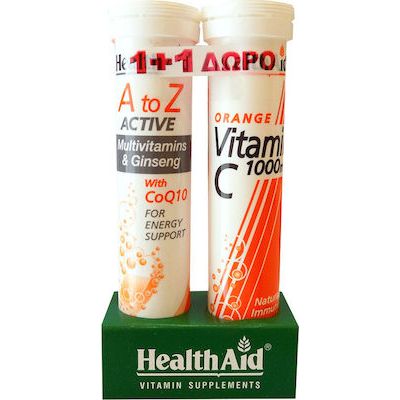 Health Aid A to Z Αctive With Q10 + Vitamin C 1000mg 2x20 αναβράζοντα δισκία