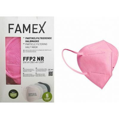 ΜΑΣΚΑ FFP2 NR Famex Υψηλής Προστασίας Ροζ/Φουξ 1τμχ