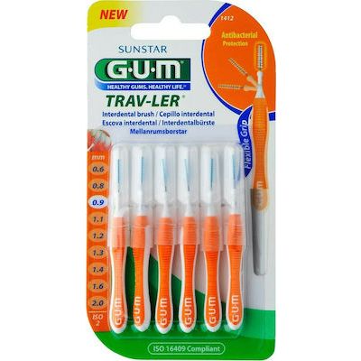 GUM Trav-ler Μεσοδόντια Βουρτσάκια 0.9mm σε χρώμα Πορτοκαλί 6τμχ