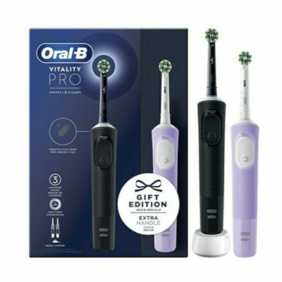 ORAL B Vitality Pro GIFT EDITION Duo Pack Ηλεκτρική Οδοντόβουρτσα Black και LIlac 2τμχ.