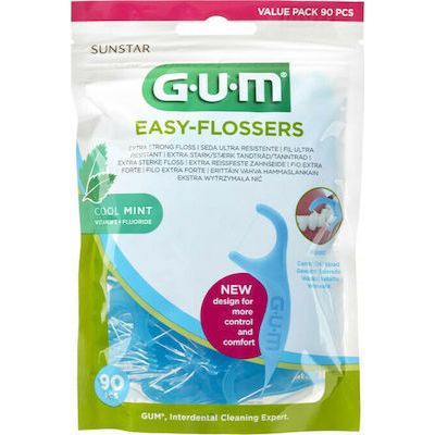 GUM Easy-Flossers 890 Κερωμένο Οδοντικό Νήμα ΟΙΚΟΝΟΜΙΚΗ ΣΥΣΚΕΥΑΣΙΑ 90 τμχ με Γεύση Μέντα