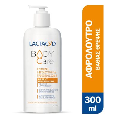 Lactacyd Body Care Deeply Nourishing Κρεμώδες Αφρόλουτρο για Πρόσωπο και Σώμα 300ml