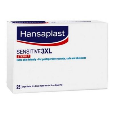 Hansaplast Sensitive 3XL Αποστειρωμένα Επιθέματα Για Μεγαλύτερες Πληγές & Μετεγχειρητικά Τραύματα 15cm x 10cm 25τμχ