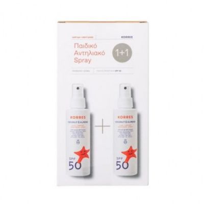 Korres Παιδικό Αντιηλιακό Spray Για Πρόσωπο & Σώμα Με Καρύδα & Αμύγδαλο SPF50 150ml 1+1 Δώρο