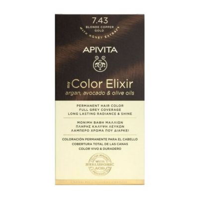 APIVITA My Color Elixir Βαφή Μαλλιών Blonde Copper Gold (Ξανθό Χάλκινο Μελί) 7.43