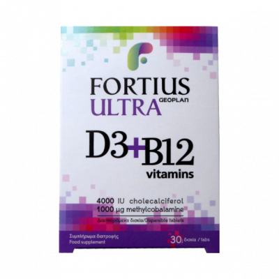 FORTIUS Ultra D3 4000 IU + B12 1000 mcg Vitamins 30 disp. tabs