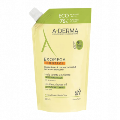 A-Derma Exomega Control Refill Μαλακτικό Έλαιο Καθαρισμού Κατά του Αισθήματος Κνησμού 500ml