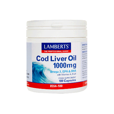 LAMBERTS Cod Liver Oil 1000mg 180 κάψουλες 
