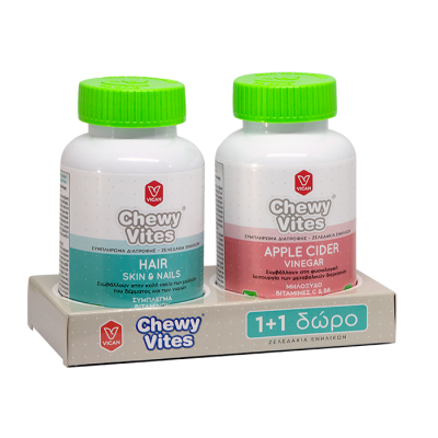 CHEWY VITES Adults Hair Skin Nails 60 ζελεδάκια + CHEWY VITES Adults Aplle Cider Vinegar 60 ζελεδάκια