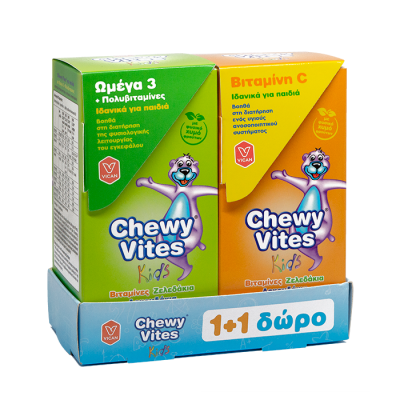 Chewy Vites Kids Promo Omega-3 & Πολυβιταμίνες 60 ζελεδάκια + ΔΩΡΟ Vitamin C 60 ζελεδάκια