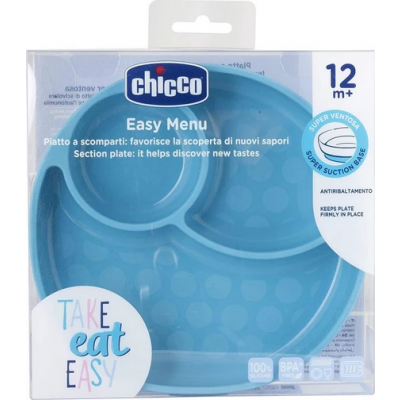 CHICCO  Easy Menu Πιάτο με χωρίσματα Σιέλ 12m+