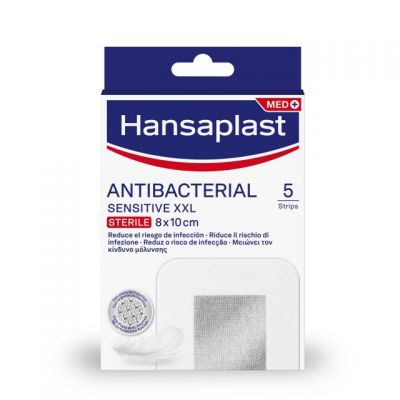 HANSAPLAST Antibacterial Sensitive MED XXL Αποστειρωμένο επίθεμα με αντιβακτηριδιακό άργυρο 8X10cm 5τμχ