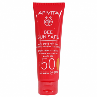 APIVITA BEE SUN SAFE Κρέμα Προσώπου κατά των Πανάδων & των Ρυτίδων SPF50 με χρώμα-Golden απόχρωση 50ml