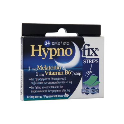 Hypnofix με Μελατονίνη και Βιταμίνη Β6 24 υπογλώσσιες ταινίες          