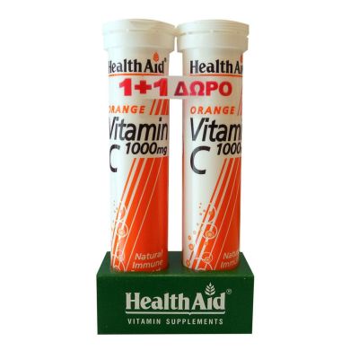 HEALTH AID Vitamin C 1000mg πορτοκάλι 1+1 ΔΩΡΟ 2 x 20 αναβράζοντα δισκία 