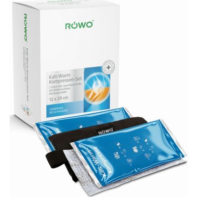 Rowo Σετ Κομπρέσες Κρυοθεραπείας/ Θερμοθεραπείας με Velcro και Ελαστική Ταινία Στερέωσης 12x29cm, 2τεμ