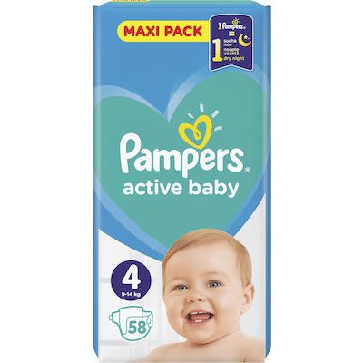 PAMPERS ACTIVE BABY No4 9-14KG 58τμχ